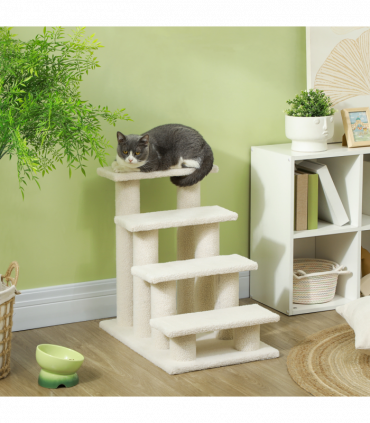 Pet Ramp Stairs 4 Steps Cat Tree Ladder Safety Steps Climbing Frame Brown