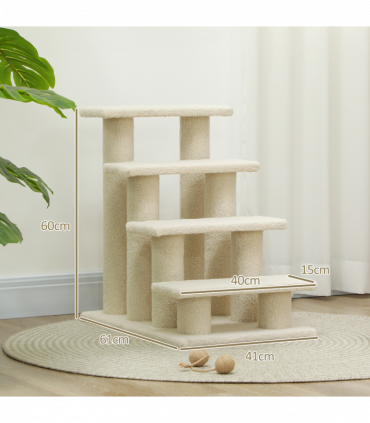 Pet Ramp Stairs 4 Steps Cat Tree Ladder Safety Steps Climbing Frame Brown