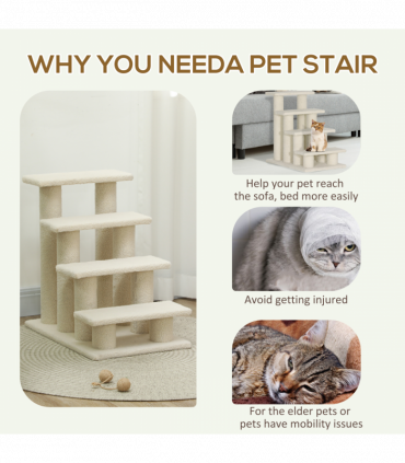 Pet Ramp Stairs 4 Steps Cat Tree Ladder Safety Steps Climbing Frame Brown