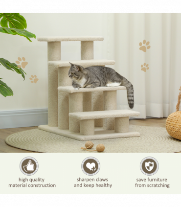 Pet Ramp Stairs 4 Steps Cat Tree Ladder Safety Steps Climbing Frame Brown