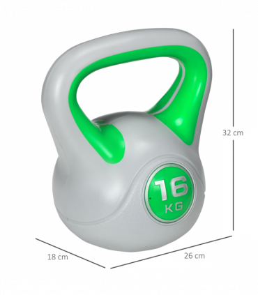 SPORTNOW 16kg Kettle Bell with Handle for Home Gym, Green and Grey