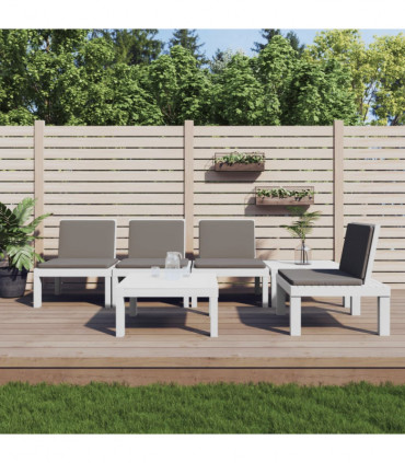 vidaXL 6 Piece Garden Lounge Set with Cushions White PP