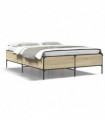 vidaXL Bed Frame Sonoma Oak 140x190 cm Engineered Wood and Metal