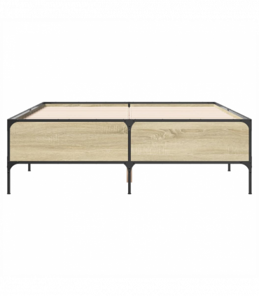 vidaXL Bed Frame Sonoma Oak 140x190 cm Engineered Wood and Metal