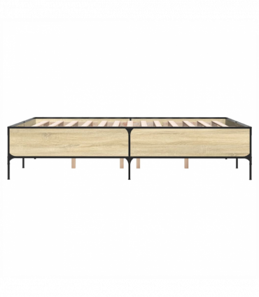 vidaXL Bed Frame Sonoma Oak 140x190 cm Engineered Wood and Metal