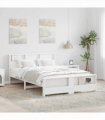 vidaXL Bed Frame with Headboard White 150 x 200 cm Solid pine wood
