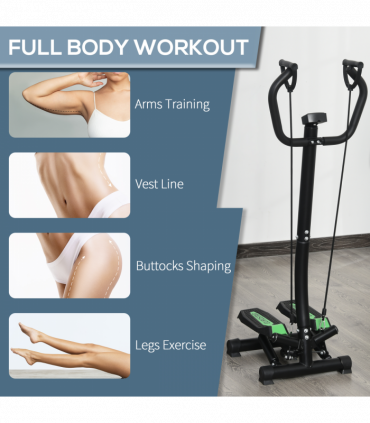 Stepper Step Machine w/ Resistance Bands Fitness Exercise Workout HOMCOM