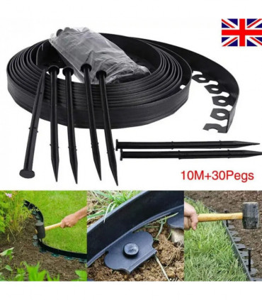 10m lawn border with 30 plastic stakes garden border for paths, driveways, flowers and plants