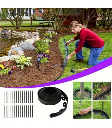 10m lawn border with 30 plastic stakes garden border for paths, driveways, flowers and plants