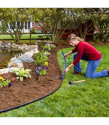 10m lawn border with 30 plastic stakes garden border for paths, driveways, flowers and plants