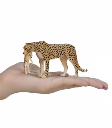 Cheetah Female with Cub Toy  Realistic African Wildlife Figurine