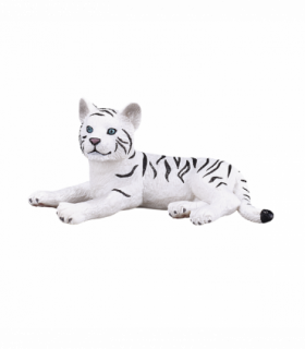 White Tiger Cub Laying Down Toy  Realistic Big Cat Figurine