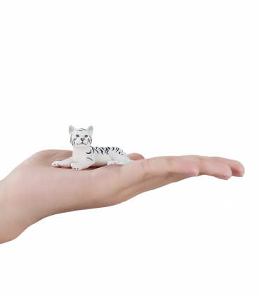 White Tiger Cub Laying Down Toy  Realistic Big Cat Figurine