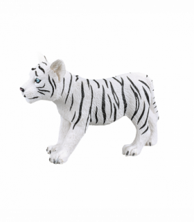 White Tiger Cub Standing Toy  Realistic Big Cat Figurine