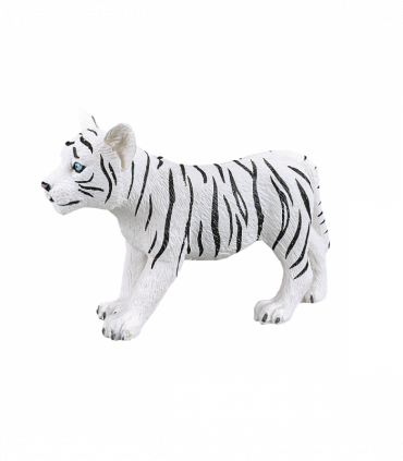 White Tiger Cub Standing Toy  Realistic Big Cat Figurine