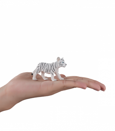 White Tiger Cub Standing Toy  Realistic Big Cat Figurine