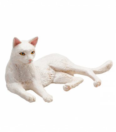 Cat Lying White Toy  Realistic Pet Figurine