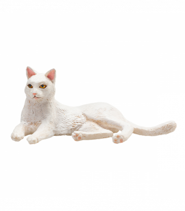 Cat Lying White Toy  Realistic Pet Figurine