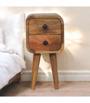 Artisan Furniture Solid Wood Extra Mini Curved Oak-ish Bedside