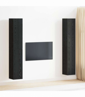 vidaXL TV Cabinet Set Wall-mounted 4 pcs Black oak 30.5 x 30 x 90 cm