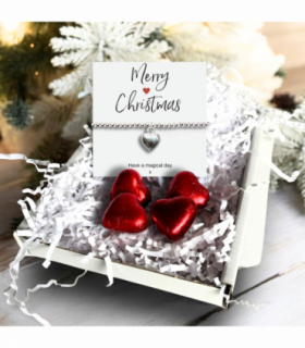 Merry Christmas Mini Gift Hamper with Silver Heart Bracelet