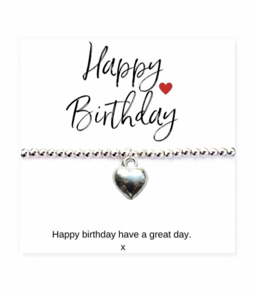 Happy Birthday Mini Gift Hamper with Silver Heart Bracelet