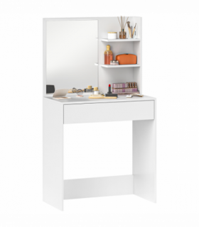 HOMCOM Dressing Table with Mirror and Storage, Modern Vanity Desk, White