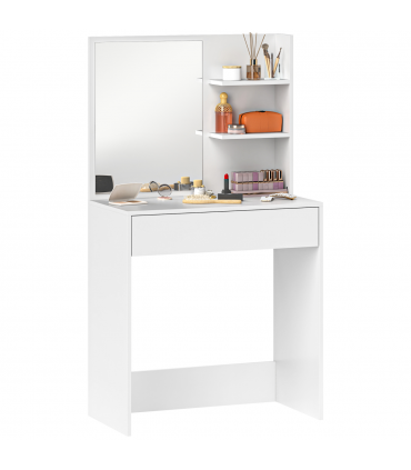 HOMCOM Dressing Table with Mirror and Storage, Modern Vanity Desk, White