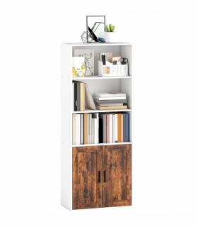 HOMCOM 5-Tier Bookcase, Tall Bookshelf with Adjustable Shelf, Rustic Brown