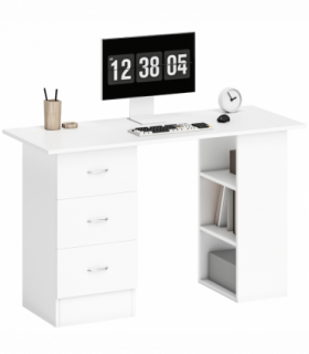 HOMCOM 120cm Computer Desk PC Table Workstation w/ 3 Shelf & Drawers White