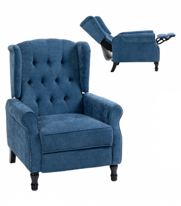 HOMCOM Manual Reclining Armchair Recliner with Footrest Royal Blue