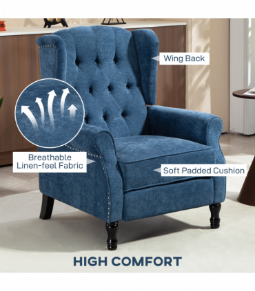 HOMCOM Manual Reclining Armchair Recliner with Footrest Royal Blue