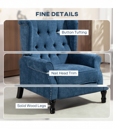 HOMCOM Manual Reclining Armchair Recliner with Footrest Royal Blue