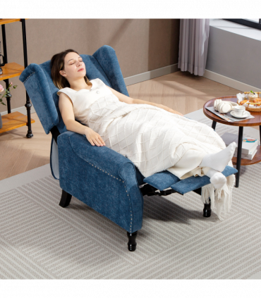 HOMCOM Manual Reclining Armchair Recliner with Footrest Royal Blue