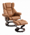 HOMCOM PU Leather Manual Reclining Armchair Footstool Padded Seat Brown