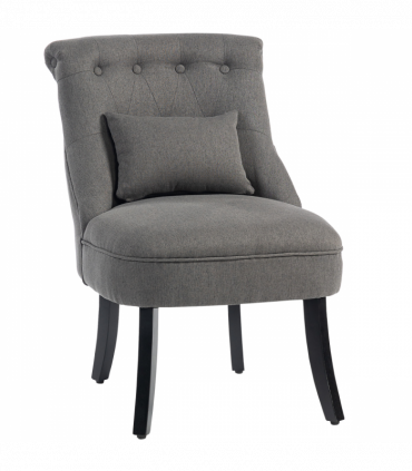 HOMCOM Fabric Single Sofa Upholstered with Pillow Wood Leg Charcoal Grey