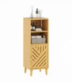 HOMCOM Narrow Bathroom Storage Cabinet with Open Compartments, Natural