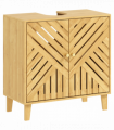 HOMCOM Bamboo Bathroom Under Sink Cabinet with Adjustable Shelf, Natural