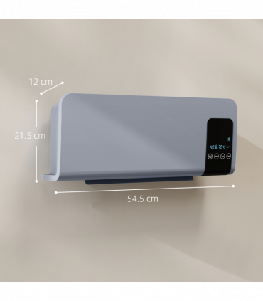 HOMCOM 2000W Wall Mounted Ceramic Heater with Remote Control for Home, Grey