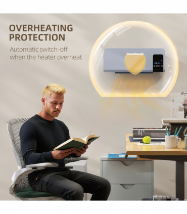 HOMCOM 2000W Wall Mounted Ceramic Heater with Remote Control for Home, Grey