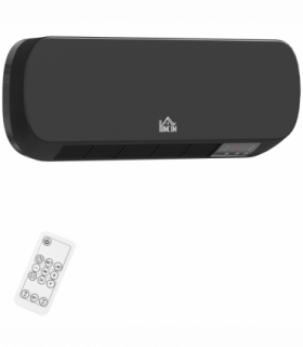 HOMCOM Wall Mounted Electric Heater with Timer Overheat Protection Black