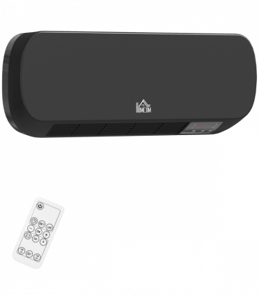 HOMCOM Wall Mounted Electric Heater with Timer Overheat Protection Black