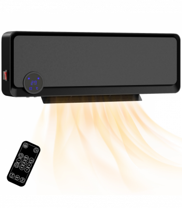 HOMCOM 1000W/2000W Wall Downflow Heater 10-49°C Temperature w/ Timer, Black