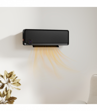 HOMCOM 1000W/2000W Wall Downflow Heater 10-49°C Temperature w/ Timer, Black