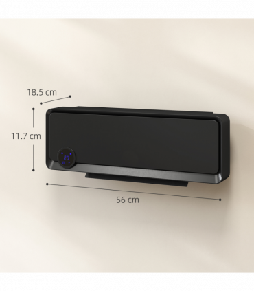 HOMCOM 1000W/2000W Wall Downflow Heater 10-49°C Temperature w/ Timer, Black