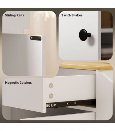 HOMCOM Kitchen Island with 3-Tier Spice Rack, Kitchen Cart with Towel Rack