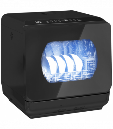HOMCOM Worktop Dishwasher w/ 4 Place Settings 6 Programs, Black