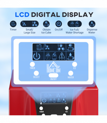 HOMCOM Ice Maker Machine and Water Dispenser 9 Ice Cubes Ready in 6-10 Mins