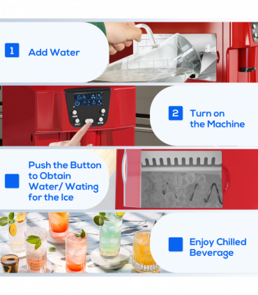 HOMCOM Ice Maker Machine and Water Dispenser 9 Ice Cubes Ready in 6-10 Mins