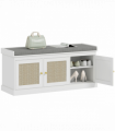 HOMCOM Shoe Storage Bench with Rattan Doors, Cushion, Entryway Shoe Bench